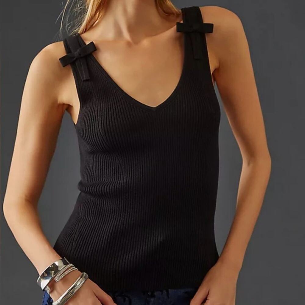 Anthropologie Maeve Bow-Shoulder Sweater Tank Size XS - Picture 1 of 9